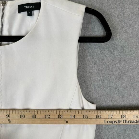 Theory Womens Size Small Sleeveless Peplum Blouse Cream Back Zipper Flowy - Picture 5 of 8